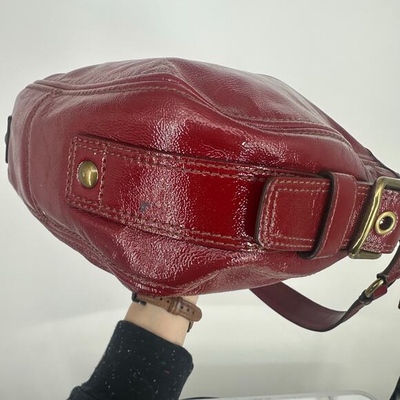 Y2K Coach Shoulder Handbag Zoe Red Patent Leather Authentic E0873-12735 - Picture 10 of 14